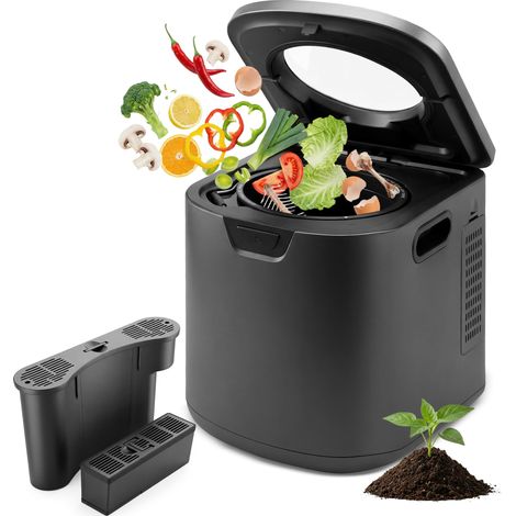 composteur électrique de Cuisine 3,8 L – Composteur Intelligent de comptoir avec 2 filtres à Charbon Anti-odeurs, 3 Modes automatiques, Usage intérieur, Noir (1/5)