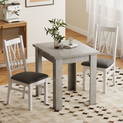 Table à Manger Extensible Rectangle 4-6 Personnes, Cuisine 70-140 cm, Patins Feutre, Gris (1/5)
