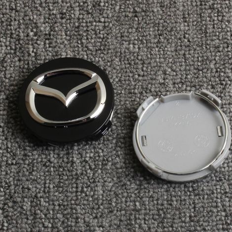 56-mm-Radnabenkappe, kompatibel mit Mazda 3, 5, 6, 8, CX-7, Atenza – ABS-Radnabenkappe, Radzierblende, Radnabenkappe, Felgenzubehör, 4er-Set – Schwarz (kurze Beine)