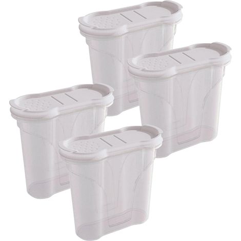 Salière Novaliv 4 PIÈCES Récipient de stockage de sel pour saupoudrer 300 ml Dimensions (L x l x H) : 11 x 5 x 11 cm Récipients pour épices avec