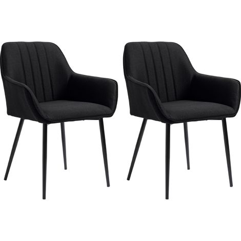 Esszimmerstühle, Besucherstühle, skandinavisches Design – 2er-Set – Schwarze, konische Metallbeine