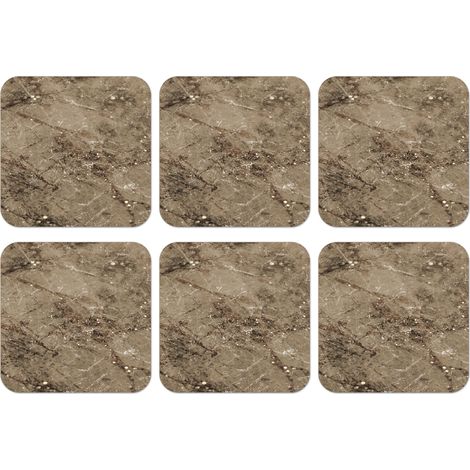 DESSOUS DE VERRE Lot de 6 Marbre - Marron - Paillettes 10x10 cm (1/5)