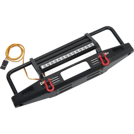 Pare-chocs avant LED en aluminium pour RC 1/10, compatible Axial SCX10 et Traxxas TRX4, design robuste et personnalisable. (1/5)