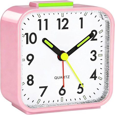 Lautloser analoger Wecker für Kinder, ohne Ticken, mit Schlummerfunktion und Nachtlicht. Geeignet für Kinderzimmer, Schlafzimmer und Senioren. Maße: 8,2 x 8 cm. (1/5)