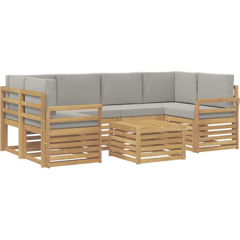 Ensemble de canapés d'extérieur 7 pc Blanc et gris clair vidaXL (1/5)