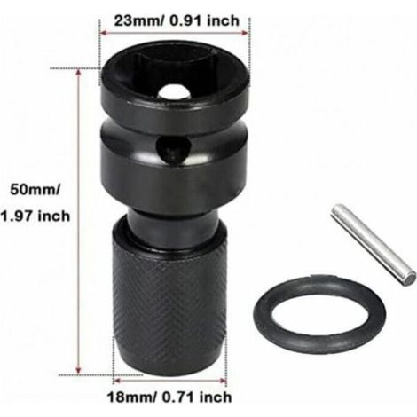 Adaptateur À Douille - 1/2 Pouces Carré Vers 1/4 Pouces Hexagonal - Pour Clé À Impact - 2 Pièces (1/5)
