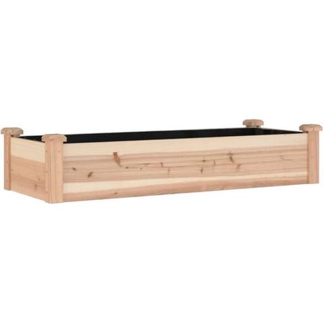Le carré potager surélevé et doublé mesure 120 x 45 x 25 cm et est fabriqué en bois de cèdre massif. (1/5)