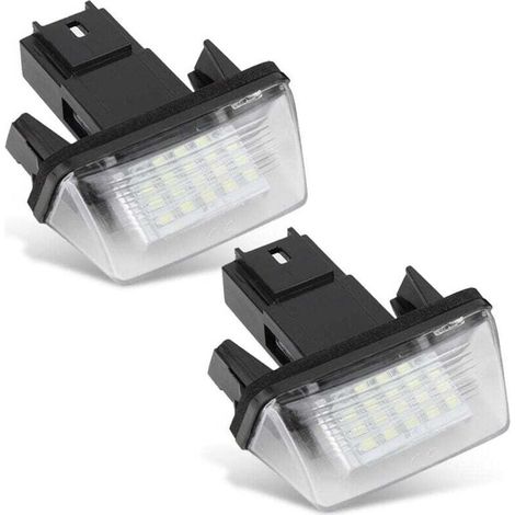 Feux de plaque d'immatriculation LED (2 pièces, 18 diodes) pour Peugeot 306/307/406, Citroën C3 (2002–2009) et Berlingo