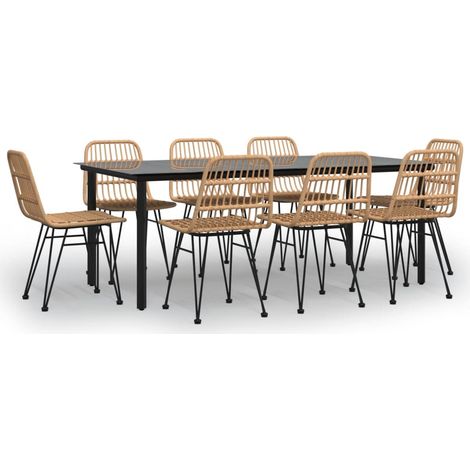 Ensemble à manger de jardin 9 pcs Mobilier de jardin Résine tressée (1/5)