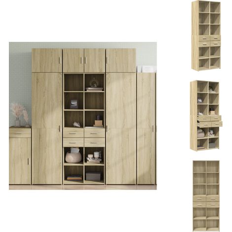 Highboard Sonoma-Eiche 70x42,5x185 cm Holzwerkstoff - Sideboard - Hochschrank - Wohnzimmermöbel - Eiche Dekor - Holzwerkstoff (1/5)