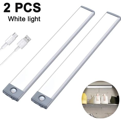LED Bewegungsmelder Schrankleuchten,USB Wiederaufladbar Batterie Nachtlicht Schranklicht, Kleiderschrank Lampen Unterbauleiste Beleuchtung Küchenlampen, Schrankbeleuchtung Sensor Licht