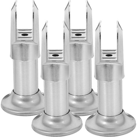 WC-Trennwandfüße aus Aluminiumlegierung, Maße 14,50 x 6,00 x 1,80 cm, silberfarben, 4er-Set (1/5)