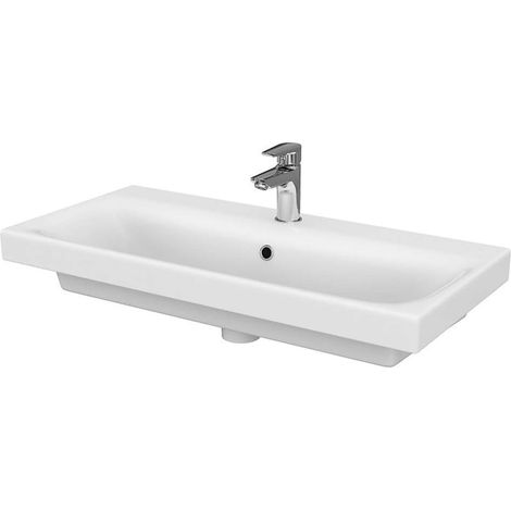 Cersanit Moduo - Lavabo 80x38 cm, con rebosadero, orificio para grifo, blanco K116-012
