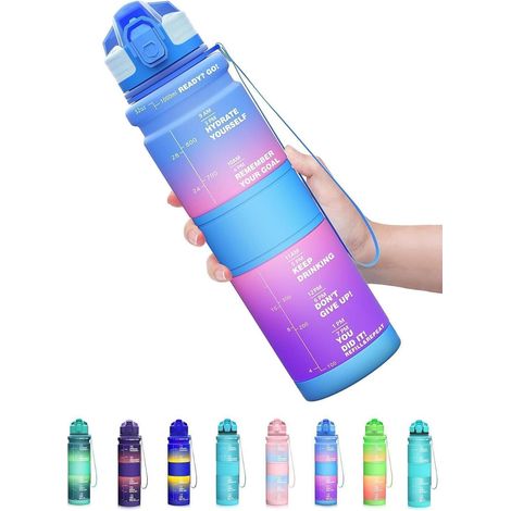 Trinkflasche Kinder Auslaufsicher BPAfrei 1000 ml Blau-rosa-lila (1/5)