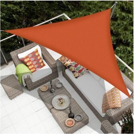 Voile d'ombrage Triangle 3X3X3m, Voile de Jardin Imperméable Triangle Matériau Parasol Tissu Anti-UV Écran Solaire Auvent Auvent, pour Jardin Patio Partie Arrière Cour Camping, Orange (1/5)