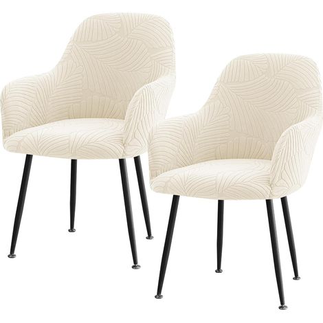 2 pièces de housses de chaise avec design incurvé, lot de 2 housses universelles extensibles en velours stretch pour fauteuil avec accoudoirs, housse de chaise amovible et lavable avec texture florale
