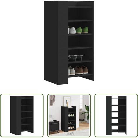 vidaXL Schuhschrank Holzwerkstoff - Schuhschrank Schwarz 52x37,5x100 cm Holzwerkstoff (1/5)