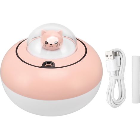 Niedlicher, tragbarer USB-Luftbefeuchter in Katzenform für Büro und Zuhause – leise und rosa (1/5)