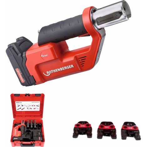 Máquina de prensado Rothenberger Romax Compact TT 18V 2Ah + juego de 3 mordazas