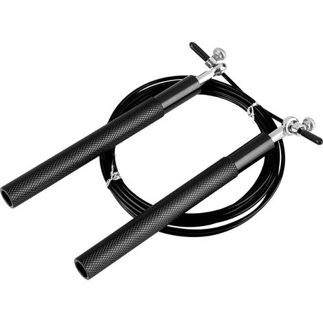 Corde à sauter avec poignée en alliage d'aluminium pour sauts rapides - Équipement d'entraînement sportif (Noir) (1/5)