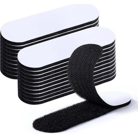 20 Paires Scratch Autocollant, 3x10cm Adhésif Double Face Noir, Nylon Robuste Pour Mur, Sol, Métal, Bricolage (1/5)