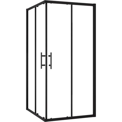 AICA Eckeinstieg 90x90x195cm 6mm ESG-glas Schwarz Schiebetür eckdusche Pendeltür Duschkabine Duschabtrennung Duschtür (1/5)