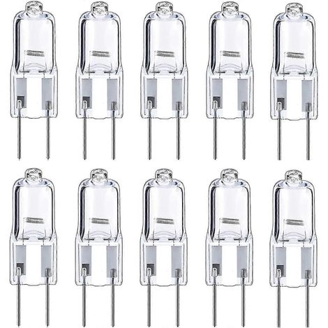 Lot de 10 ampoules halogènes G6.35 à rayonnement visible, 2 broches, 12 V, 35 W, blanc chaud 2700 K, pour lustres, rails d'éclairage, lampes de bureau et d'extérieur. (1/5)