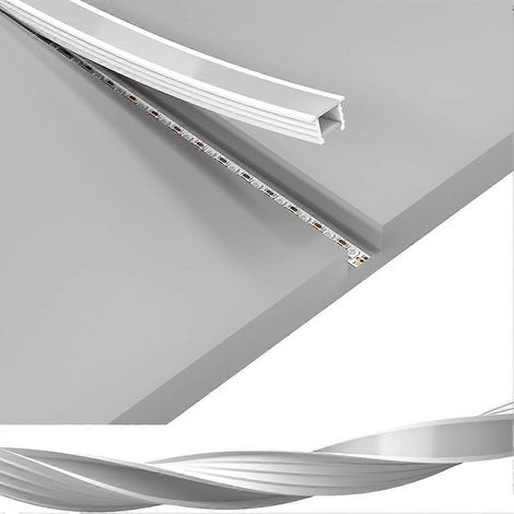 Système de goulottes LED en silicone de 5 m (16,4 pi) avec revêtement blanc laiteux flexible et impeccable pour rubans LED de largeur ≤ 12 mm. (1/5)