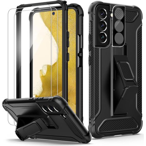 ENSEMBLE DE COQUES BUMPER POUR SAMSUNG GALAXY S22 NOIR 2X VERRE TREMPÉ SM-S9018 (1/5)