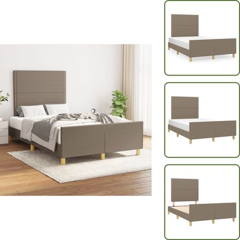 Bettgestell ohne Matratze Taupe 120x200 cm Stoff - Bettes Gestell - Doppelbett - Lattenrost - Holzrahmen - Kopfteil (1/5)