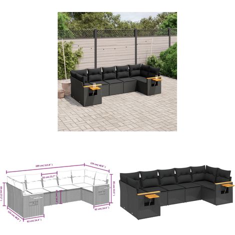 7-tlg. Garten-Sofagarnitur mit Kissen Schwarz Poly Rattan - Gartenmöbel - Sofasatz - Rattan Möbel - Outdoor Sofa - Esszimmergarnitur - Home & Living (1/3)