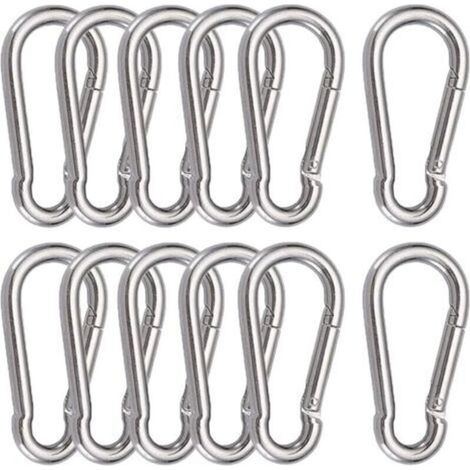 12 Moschettone M6, acciaio inox 304, moschettone a molla per appendere, gancio fisso, 60 x 6 mm - Crezuo