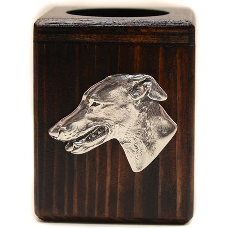 Lévrier - bougeoir en bois orné d'un chien, un souvenir unique après la perte d'un animal de compagnie, fabriqué artisanalement par Art-Dog (1/5)