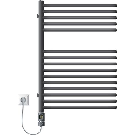 LuxeBath Radiatore Elettrico 50 x 80 cm Acciaio Antracite Termosifone con Elemento Riscaldante 300W Display Digitale Calorifero Moderno Arredamento Termico Scaldasalviette per il Bagno (1/5)