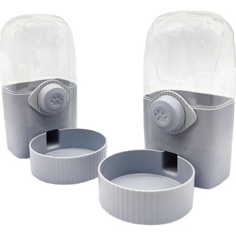 Bouteille d'eau pour lapin, distributeur d'eau automatique suspendu, mangeoire par gravité, ensemble d'abreuvoir, 33oz (gris, eau) (1/5)