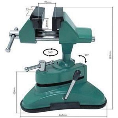 Etau A Ventouse - Mâchoires 75 mm - Rotation 360° - Fixation Par Ventouse - Pour Atelier Et Réparation - 1 Pièce (1/2)