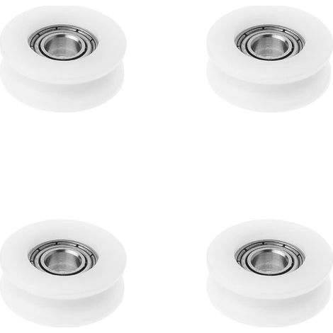 Puleggia in plastica a forma di U in nylon, 6x22x8 mm, con cuscinetto di guida, 4 pezzi, bianca (1/5)