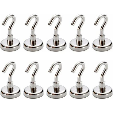 Crochet Magnétique - Aimant Néodyme 16 mm x 35,7 mm - Fixation Murale pour Outils Plantes Tableaux - Lot de 5 ou 10