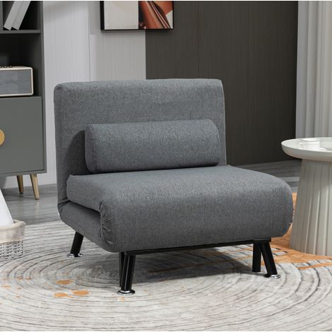 MEUBLIV Poltrona letto pieghevole regolabile grigio scuro – letto singolo (1/5)