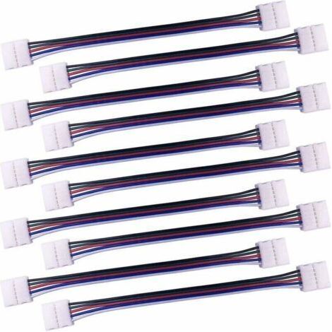 10pcs Câble connecteur RGBW 5 Broches Lampe Bande LED de 10mm Convertisseur de lumière Ruban LED sans Soudure Adaptateur pour connecter 2 Bandes LED SMD 5050 RGBW Ensemble-17cm Long (1/4)
