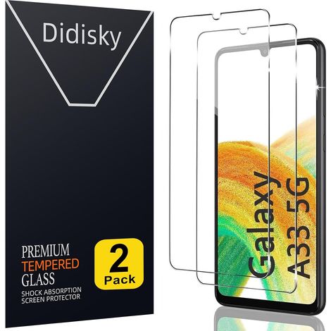 Lot de 2 Protecteur Verre Trempé pour Samsung Galaxy A33 5G, Film Protection écran, dureté 9H, Pas de Bulles, Haute définition (1/5)