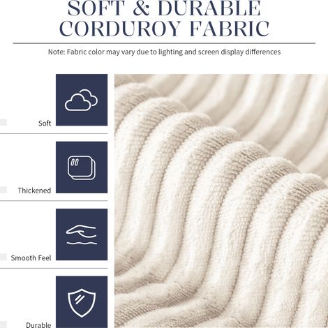 Sillón puff redondo de tela acanalada blanca con espuma para salón acogedor - MEUBLIV (1/5)