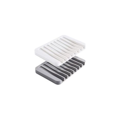 2 Pièce Porte-Savon en Silicone Support Douche (Blanc et Gris) pour Salle de Bain et Cuisine (1/5)