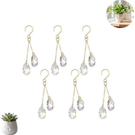6 piezas, Colgadores de cristal para plantas, Colgadores de cristal que captan la luz, Colgadores que captan la luz, ideales para mini macetas (1/5)