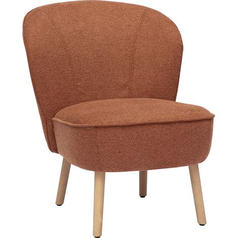 Poltrona scandinava in tessuto effetto velluto testurizzato terra bruciata e legno chiaro AMANITA (1/4)