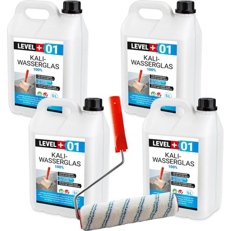 LEVEL+ Kaliwasserglas 20L Unverdünnt + Farbroller 25cm L+01