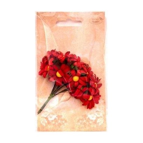 Rote Stoffgänseblümchen, 2 cm, 12 Stück