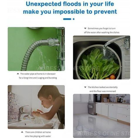 Wasserleckmelder mit App-Benachrichtigungen, intelligenter Wassersensor für Lecks, der eine Zentraleinheit benötigt, überwacht Wasserlecks in Küchen, Kellern und Badezimmern. (1/3)