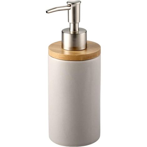 Distributeur de savon en céramique 400 ml, style nordique, idéal pour cuisine et salle de bains. (1/5)