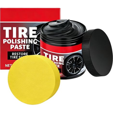 Brillant Pneus Auto,Crème Longue Durée 100 g - Avec Éponge Rénovateur De Brillance Pneus Pour Une Brillance Et Rénovation Longue Durée Des Plastiques Et Garnitures Extérieures De Voiture, Camion, SU (1/5)